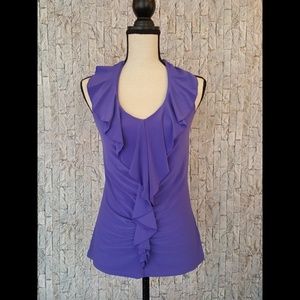 Cato Purple Halter Top With Ruffle